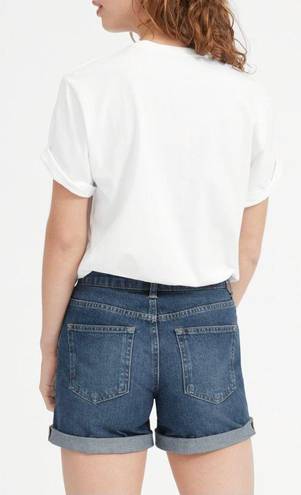 Everlane Classic Vintage Dark Blue Wash Raw Hem Mid-Rise Relaxed Denim Shorts