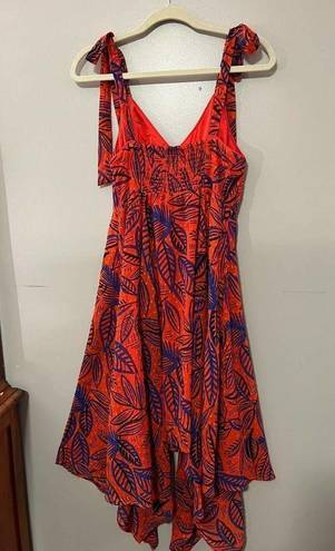 Alexis  for Target Tropical Leaf Tie Strap Asymmetrical Hem Dress Sz. XS