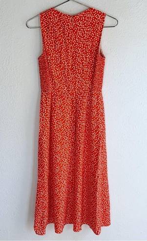 Rebecca Taylor  Malia Twist Midi Dress Silk Red White Floral Sz 4