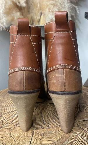 Johnston & Murphy  Leather Heeled Ankle Boots Size 6.5 Tan Lace Up Booties