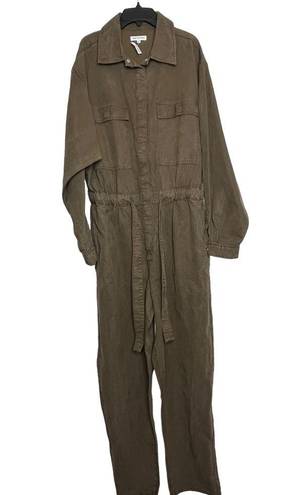 Good American  Army Green Utility Good Cinched Waist Jumpsuit Size Large