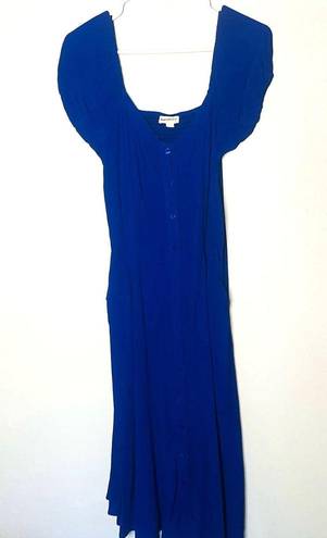 Yumi Kim  Mercer Street Button Down Royal Blue Smocked Back Midi Dress size M