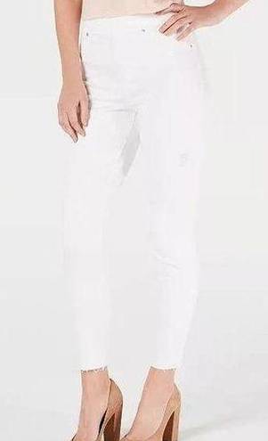 Spanx  White Ripped Raw Hem Pull-On Denim Skinny Jean Jeggings Size M