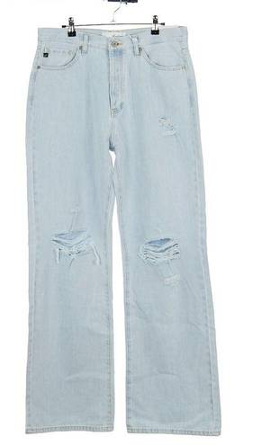 Kancan Light Wash Distressed Ultra High Rise 90s Flare Jeans Women's 30 NWT