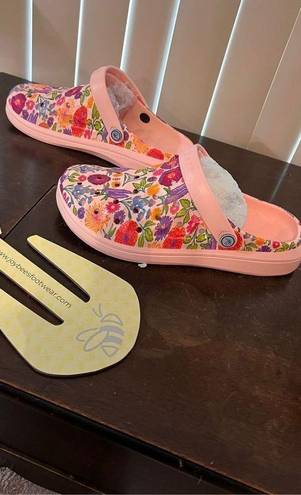 Varsity JOYBEES WOMEN'S SLIP-ON  CLOGS PINK PAINTED FLORAL WOMEN'S SIZE 9