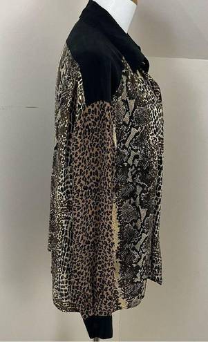 Allison Taylor Vintage  Silk Blouse Button Down Mixed Animal Print M