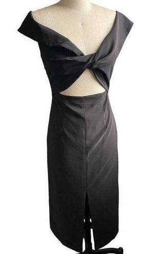 Finders Keepers  Off the Shoulder Black Cut Out Midi Dress - size 6