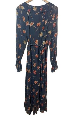 Paige  Promenade Silk Wrap Dress Black Floral Size Small Hi Low Hem