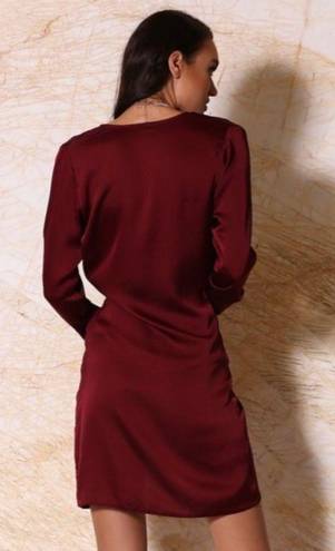 Meshki  Adara Mini Satin Dress Burgundy Size Large NWT