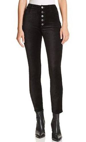 Paige  Hoxton Ankle Skinny Velvet High Waist Jeans Black Overdye Size 24 NEW