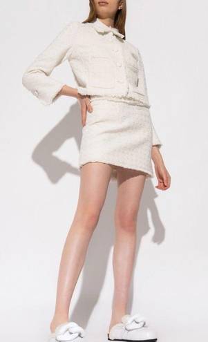 Proenza Schouler White Label fringed cotton-blend tweed mini skirt size 8 medium