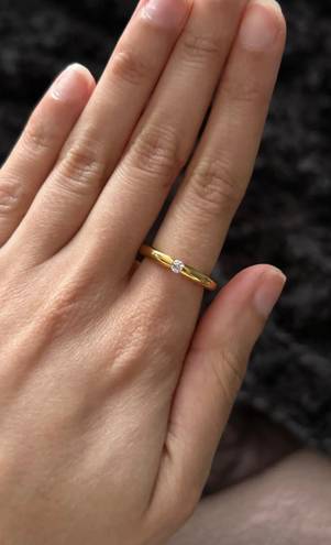 Anthropologie 18K Floating Diamond Stacking Ring Size 6