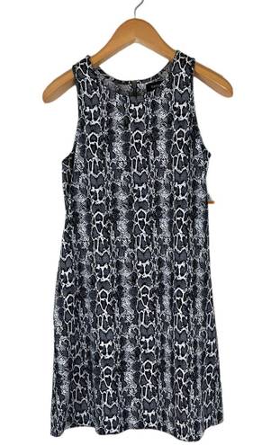 Karen Kane Women's Sleeveless Snake Printed A-Line Dress (Small, Black/White)