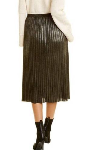 St. John 💕💕 Pleated Foil Skirt Elasticized Waist ~ Black & Gold XL NWOT