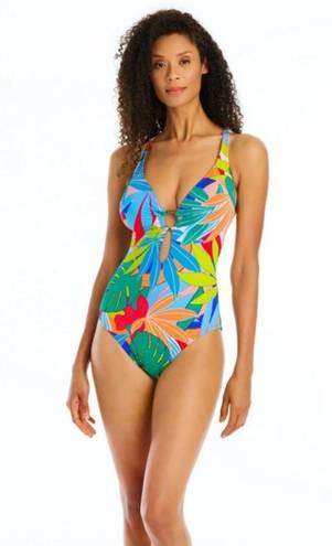 Bleu Rod Beattie 💕💕 Life Of The Party Plunge Neck One Piece Swimsuit ~ 6 NWT