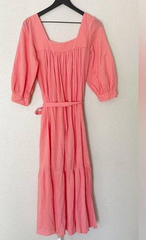 Christy Dawn  Bianca Tiered Dress Coral Square Neck