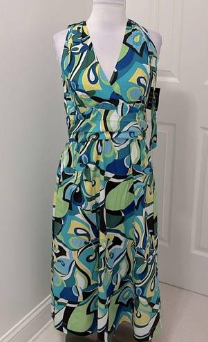 Boston Proper  Valencia Abstract Print Halter Fit and Flare Midi Dress