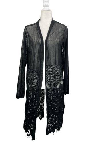 Black Witchy Boho Sheer Lace Long Sleeve Cardigan Duster size M/L Size L