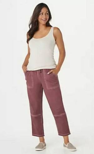 LOGO By Lori Goldstein Pink Distressed Terry Pants Sweats