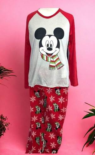 Disney  Mickey Minnie Mouse red two piece ladies red pajama set NEW Small