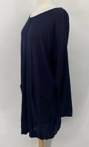 Tommy Hilfiger  Luxury Wool Sweater Dress Tunic Boatneck Navy Blue NEW Womens XL