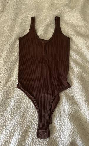 Aura Brown Ribbed Bodysuit