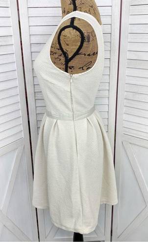 American Eagle Outfitters Ribbed Knit Cage Back Mini Dress Cream 6 Fit Flare