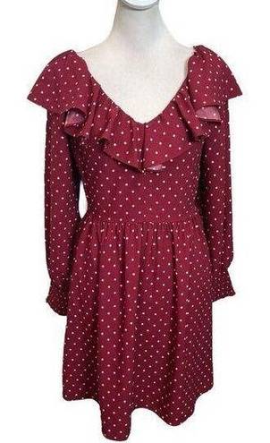 Draper James  Mini Shift Dress Preppy Merlot Red Polka Dot Womens Size 6 SAMPLE