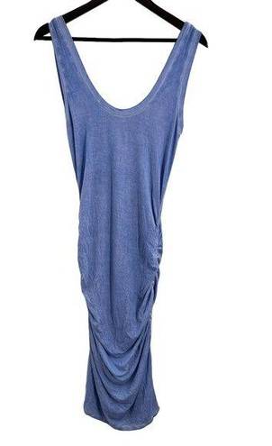 LA Made  Blue Tie Dye Ruched Sleeveless Dress Large