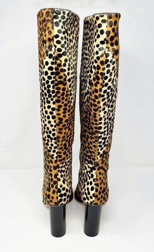 Ulla Johnson  Jerri Knee High Cheetah Print Calf Cowhide Leather Hair Boots EU 40