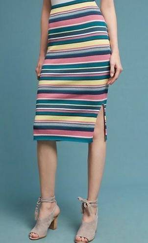 Anthropologie  Maeve Women’s Sz M Stripe Knit Lana Sweater Straight Midi Skirt