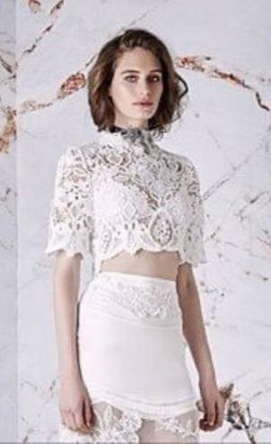 Asilio  The Mind Fall Top White Lace Crop Topper Size 4