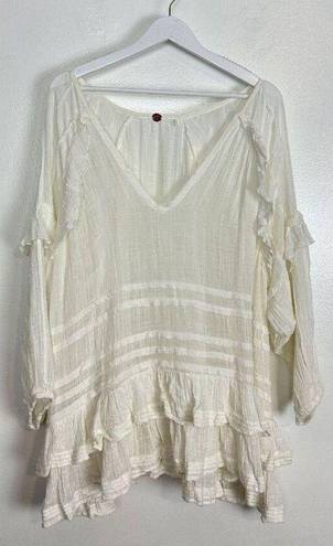 Free People Tamasi Ruffle Tunic in Ivory Size Small