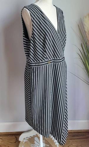 Hutch Anthropologie,  New, Indira Asymmetrical Black White Striped Dress, XL