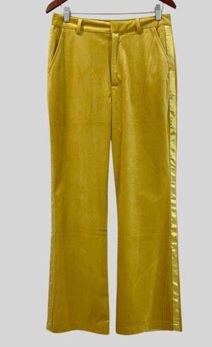 7 For All Mankind  Velvet & Satin Wide Leg Trousers Gold Size 10 NEW