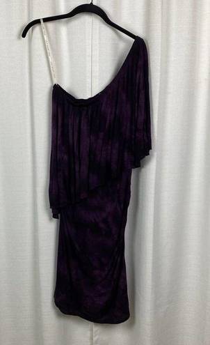 Young Fabulous and Broke  YFB Purple Watercolor One Shoulder Ruched Mini Dress Sz.M