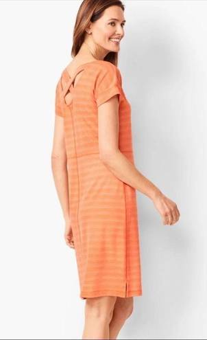 Talbots T By  Orange Striped Textured Terry Cloth Knee Length Shirt Dress Size S