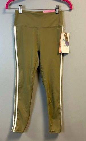 Gottex  Leggings Dusty Olive Ankle Length Legging w/ White Stripes Sz S NWT