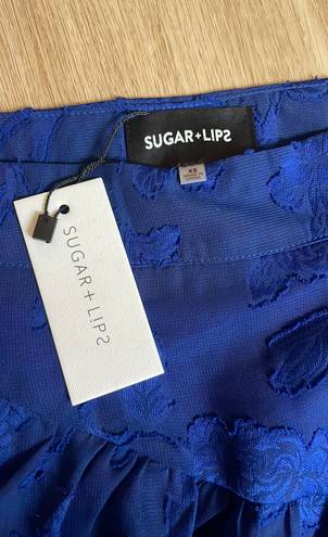 Sugar and L!ps NWT Blue Floral Ruffle Skirt