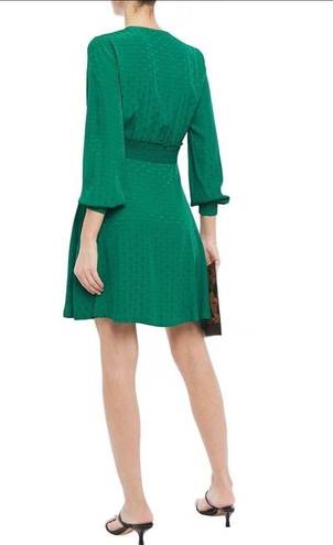 Sandro  Paris 42 8 10 Claudia Emerald Green Dot Jacquard Dress Mini Satin Viscose