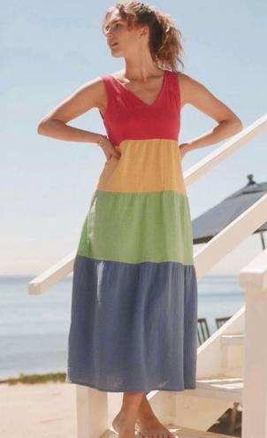 Marine layer 🆕 NWOT  Corinne Maxi Dress Rainbow Colorblock Sleeveless V Neck XS