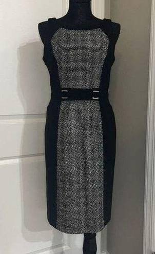 White House | Black Market  Houndstooth Black Midi Sheath Dress Sz 4 ❤️