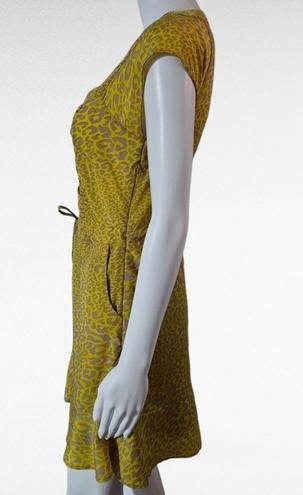 Jessica Simpson  Yellow & Beige Leopard Print Sweetheart Mini Dress Size Small