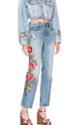 GRLFRND  Denim Helena High-Rise Straight Jeans in Hall & Oats Size 26 Embroidered