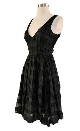 Tracy Reese  Fit and Flare Black Cocktail Dress Bubble Skirt Retro Party V-Neck 0