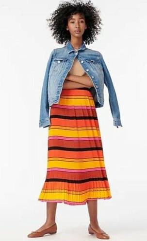 J.Crew NEW Size 0 Womens  Straight-Pleat Skirt in Orange and Pink Stripes AR478