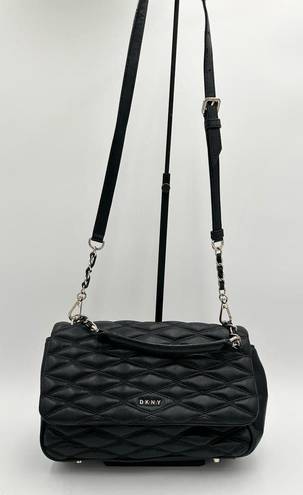 DKNY  Black Diamond Quilted Leather Lara Top Handle Crossbody Bag