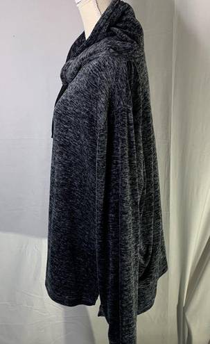 Nicole Miller  Cowl Neck Fleece Pajama Top Gray and Black Size 3X