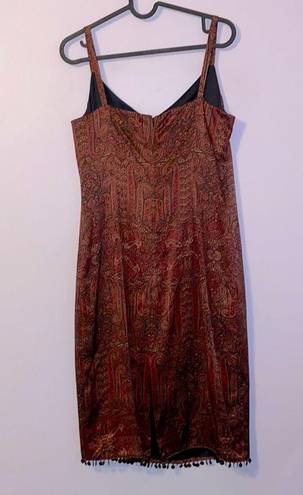 Loft Ann Taylor  Silk Paisley Spaghetti Strap Dress Sequin Hem size 8