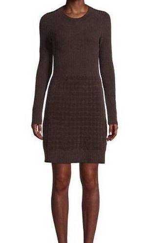 Rebecca Taylor NWT  Long Sleeve Knee Length Textured Velvet Dress Chocolate sz L